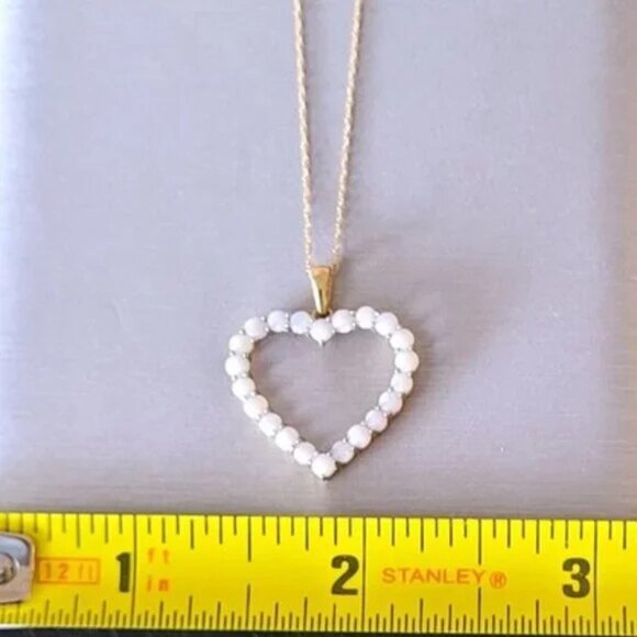 10K Gold Opal Necklace - Heart Design - Picture 4 of 5